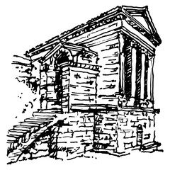 sketch. Black silhouette on white background. © Olena