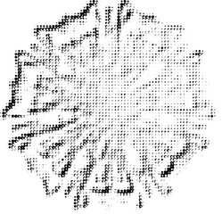 Snow-covered, powdered with snow, New Year's floret mandala, airy, voluminous, weightless. Polka dot vector outline. Imitation of duplicate bottom layer. 