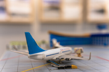 Model of a passenger plane and the Airport