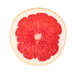Grapefruit closeup circle isolated on white background