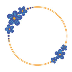 Circular frame with flowers in vector. Decorative element for greeting cards. Flower element.