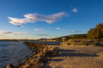 Plage du Lazaret au coucher du soleil