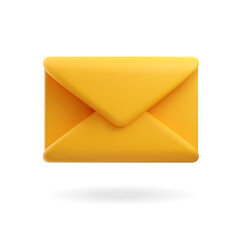Vector 3d yellow envelope icon. Cute cartoon realistic illustration of sms or email. An envelope for mailing newsletters.
