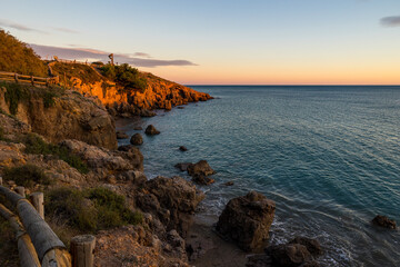 Crique de l'Anau au coucher du soleil à Sète