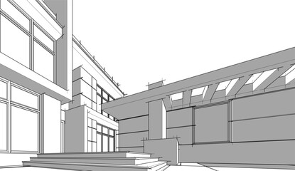 architectural sketch of a house