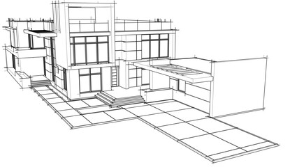 3d render of a building