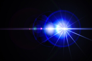 abstract lens flare blue light over black background