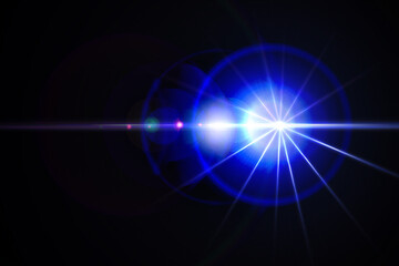 Obraz premium abstract lens flare blue light over black background