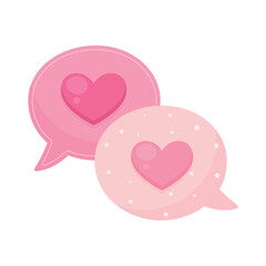 hearts love in speech bubbles
