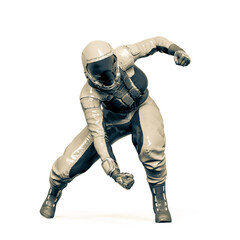 cosmonaut girl is loading power on white background