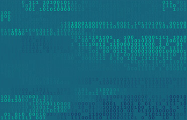 Binary code by green and blue numbers on blumine background