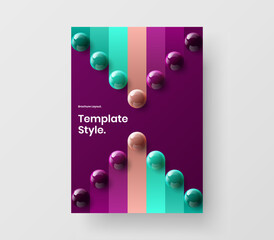 Colorful brochure A4 design vector illustration. Vivid realistic balls postcard concept.