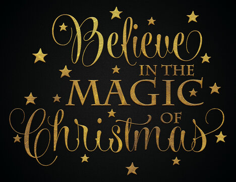 Belive in the magic of christmas golden calligraphy design banner