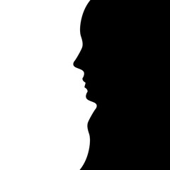 The face profile. Woman silhouette. Optical Illusion. Vector illustration. - 544715200