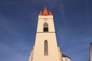 A tower of St. Nicholas Church at Znojmo, Czech republic