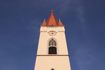 Fototapeta na wymiar A tower of St. Nicholas Church at Znojmo, Czech republic