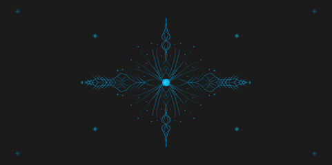 Mándala de copo de nieve azul en fondo oscuro para tarjetas o decoraciones navideñas 