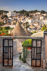 Alberobello, Italy with trulli houses.
