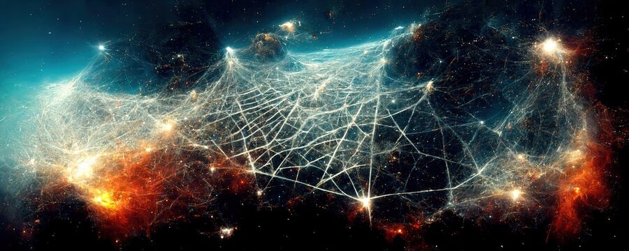 Business background presentation. Network Web Space. 
AI generated art illustration.