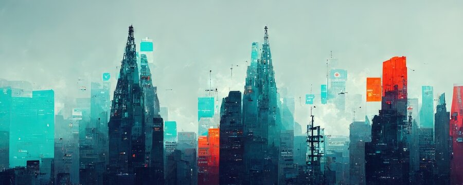 Business background presentation. Network Web Space. 
AI generated art illustration.