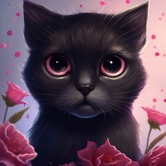 A 3D rendered computer-generated image of an adorable kawaii cat, kid friendly	