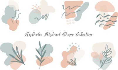 a set of aesthetic modern abstract shape with trendy color