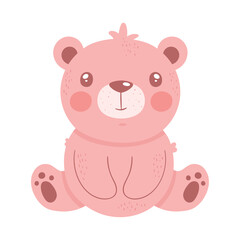 Fototapeta na wymiar cute pink bear seated