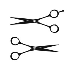 set of hairdressing scissors. Silhouettes of scissors. PNG