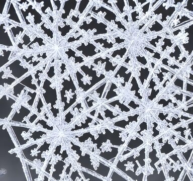 This Is A Closeup Of A Single, Isolated Snowflake. The Snowflake Has Multiple Facets And Looks Like It Was Cut From Glass. It's Surrounded By Tiny Air Bubbles, Making It Look Almost 3D.