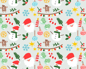 Vector seamless pattern Christmas day on a green pastel background 