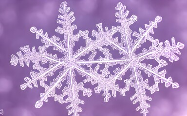 The snowflake crystal is closeup and in focus. Its delicate, lacy fractals are clearly visible against the dark background.