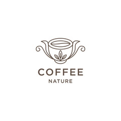 Coffee line logo icon design template flat vector