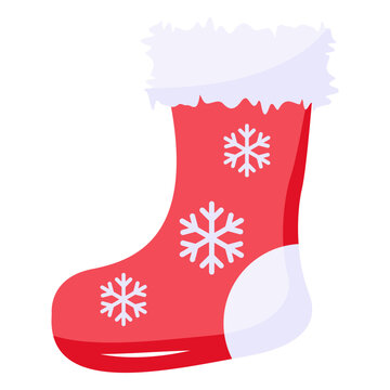 Christmas sock flat vector design 