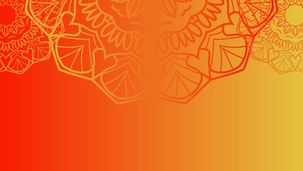 Luxury mandala background with orange arabesque pattern arabic islamic east style. Flower mandala on orange background. Festive folk floral illustration