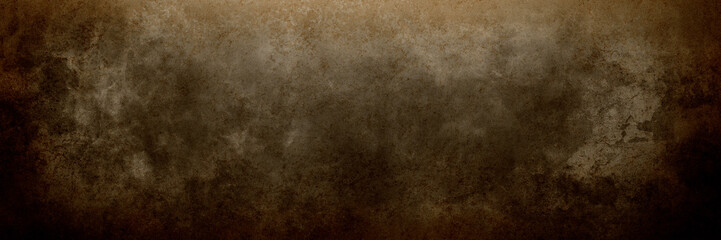 Dark brown background with texture and distressed vintage grunge and border paint stains in elegant antique illustration, sepia coffee color background - obrazy, fototapety, plakaty