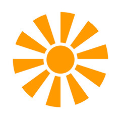 Yellow sun icon on a transparent PNG background. Modern simple flat sunlight, sign. Trendy summer symbol for website design, mobile app.