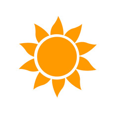 Yellow sun icon on a transparent PNG background. Modern simple flat sunlight, sign. Trendy summer symbol for website design, mobile app.