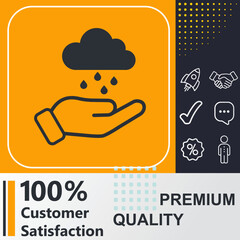 Hand holding weather icon. Social media sign. Vector illustration