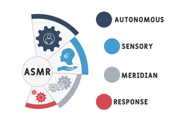 ASMR - Autonomous sensory meridian response acronym. business concept background.  vector illustration concept with keywords and icons. lettering illustration with icons for web banner, flyer, landing