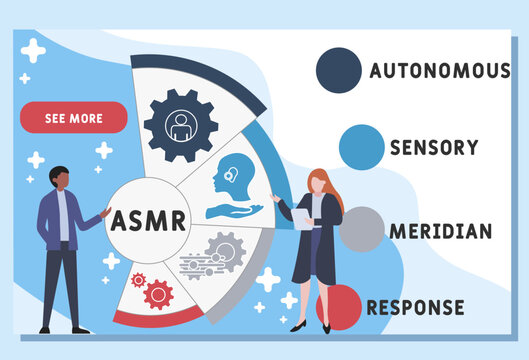 ASMR - Autonomous sensory meridian response acronym. business concept background.  vector illustration concept with keywords and icons. lettering illustration with icons for web banner, flyer, landing