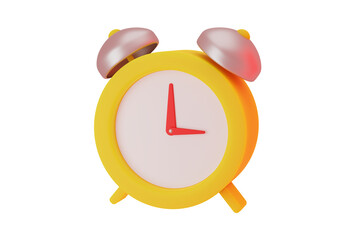 Yellow vintage ringing alarm clock on bright pink background 3d rendering Modern design