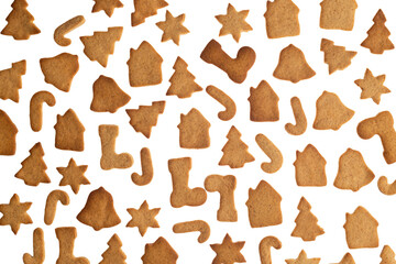 Christmas gingerbread pattern on white background