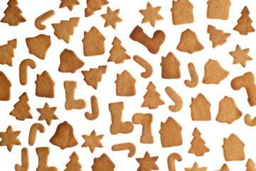 Christmas gingerbread pattern on white background