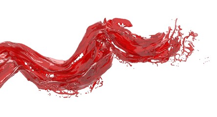 Red splash on white background 3D render. 