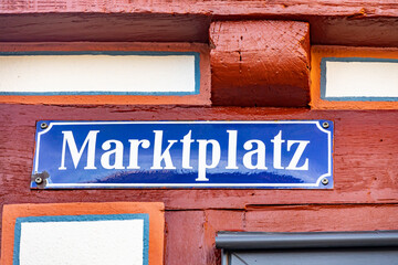 Marktplatz Sign means Marketplace in Idstein Hesse Germany
