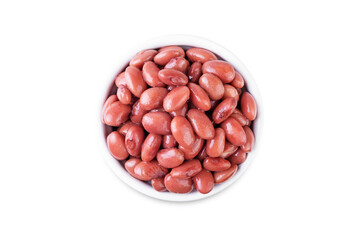 Fresh canned kidney beans on a white isolated background