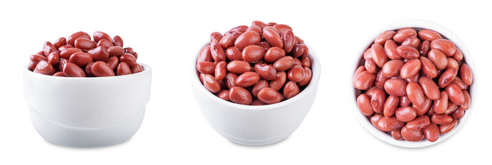 Fresh canned kidney beans on a white isolated background