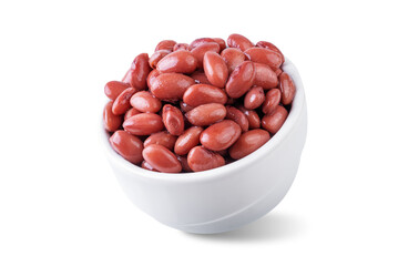 Fresh canned kidney beans on a white isolated background