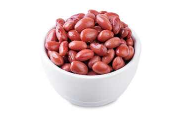 Fresh canned kidney beans on a white isolated background