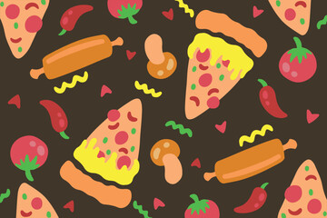 Cartoon Food Pizza Slice Pattern Background